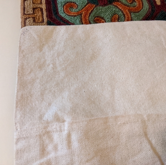 Kashmiri 2 wool pillow covers ethnic design Boho tribal red green hand made EUC - Picture 5 of 5